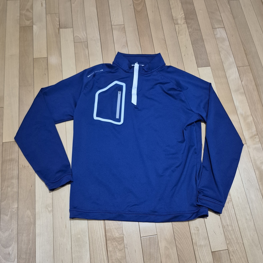 Peter Millar Royal Blue and White Athletic Quarter-Zip